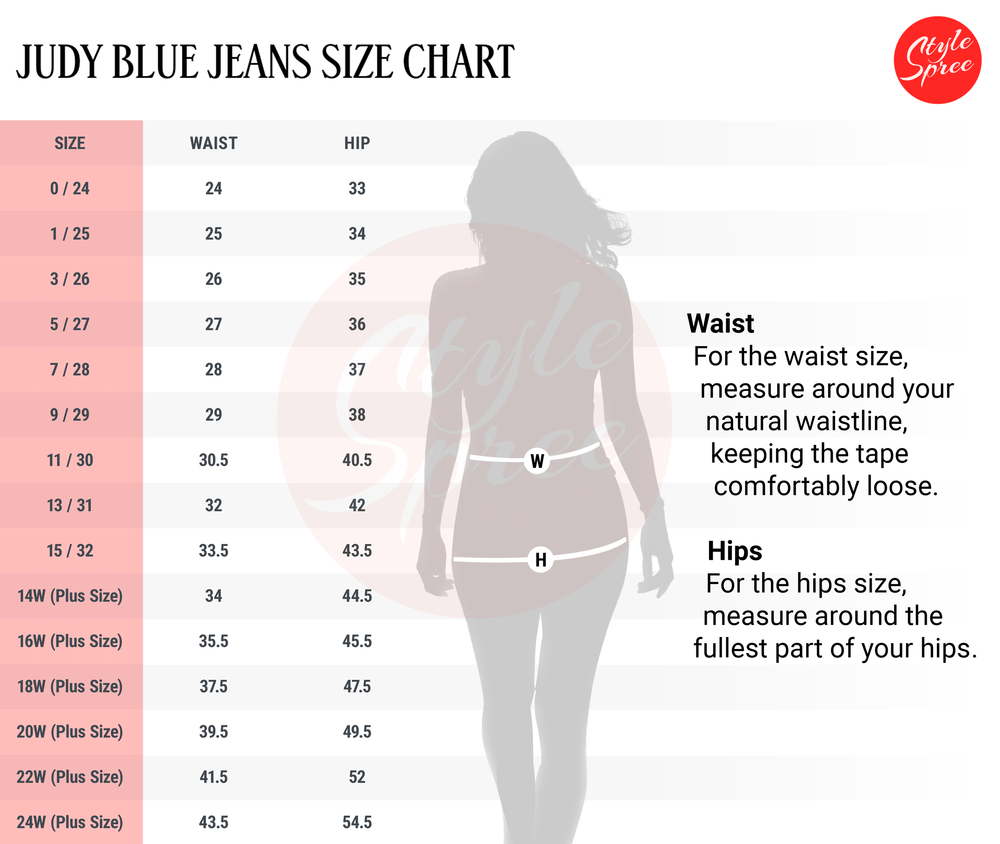 Judy Blue Size Chart & Jeans Sizing + Exclusive Offer