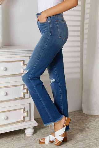 Judy Blue Full Size Distressed Raw Hem Jeans