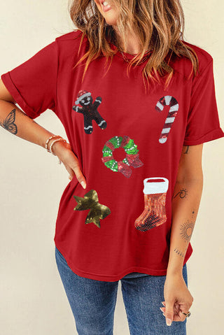 Sequin Christmas Element  Short Sleeve T-Shirt